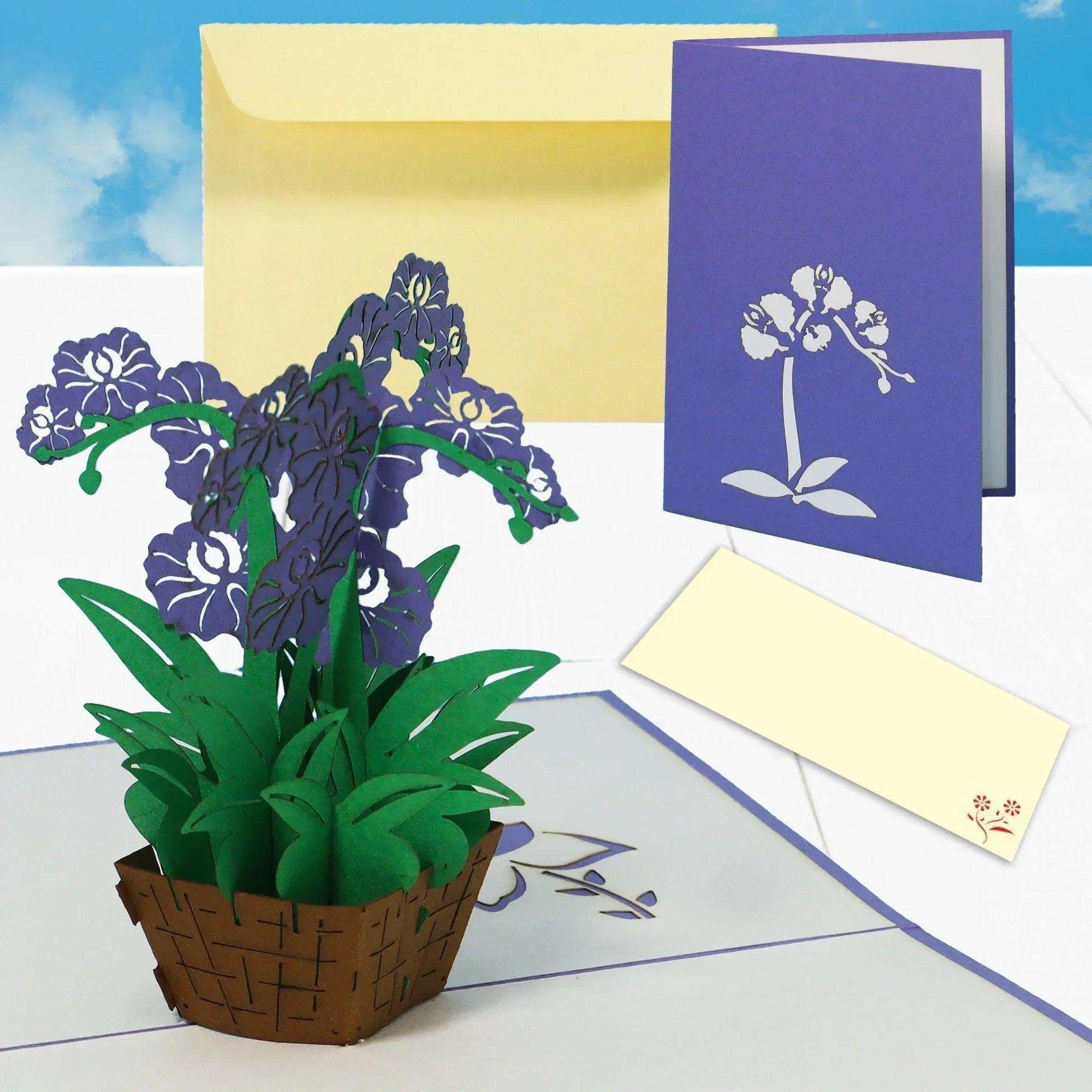 3D Pop-Up Karte Blumenkarte, Orchidee lila, N368 - LINPopUp