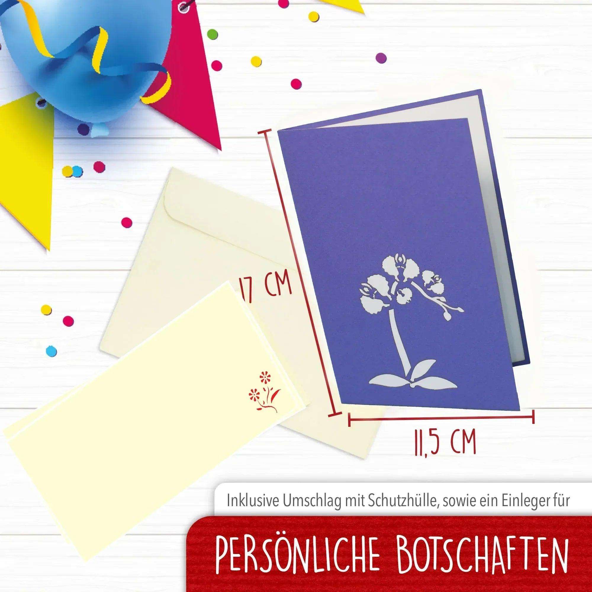 3D Pop-Up Karte Blumenkarte, Orchidee lila, N368 - LINPopUp