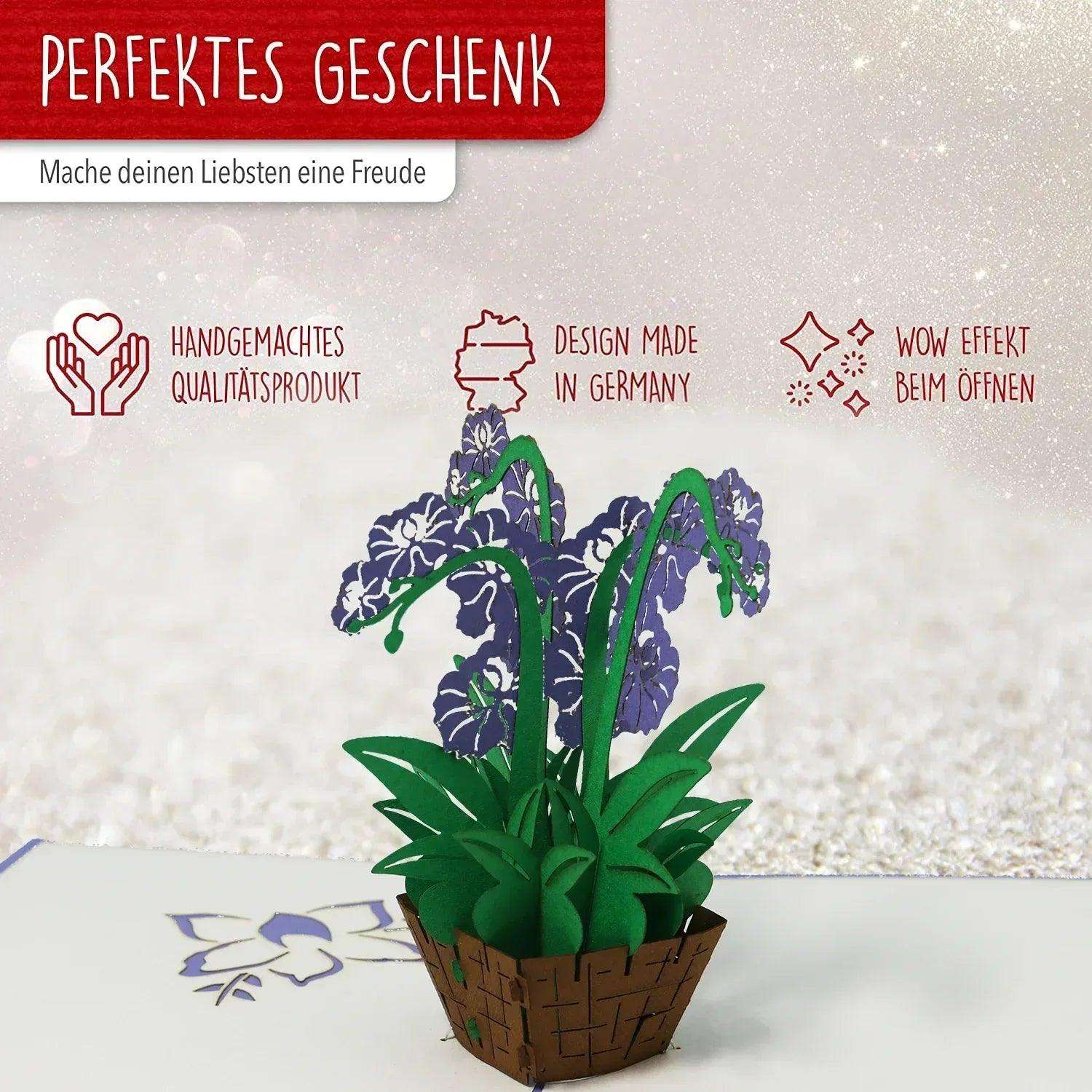 3D Pop-Up Karte Blumenkarte, Orchidee lila, N368 LINPopUp N368