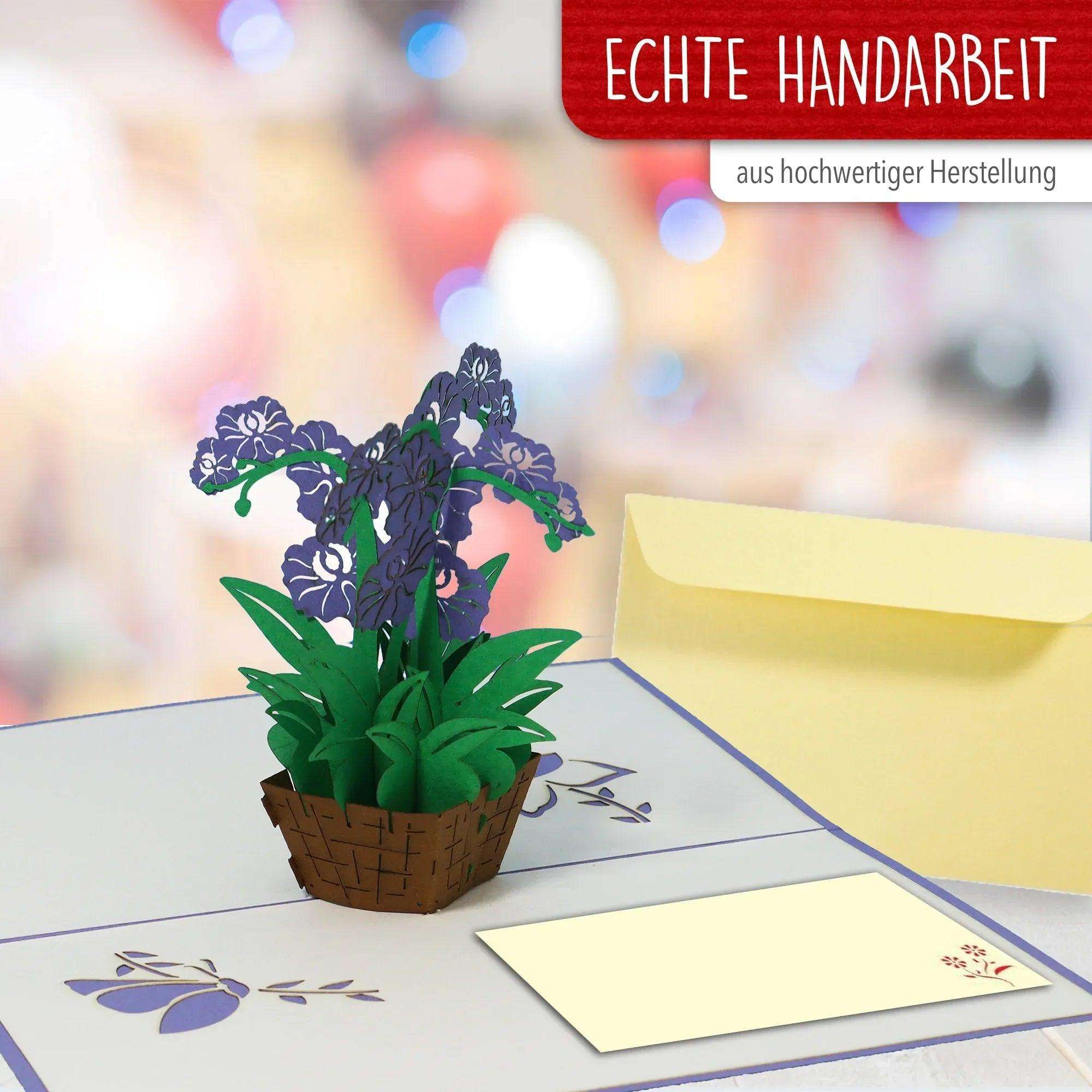 3D Pop-Up Karte Blumenkarte, Orchidee lila, N368 - LINPopUp