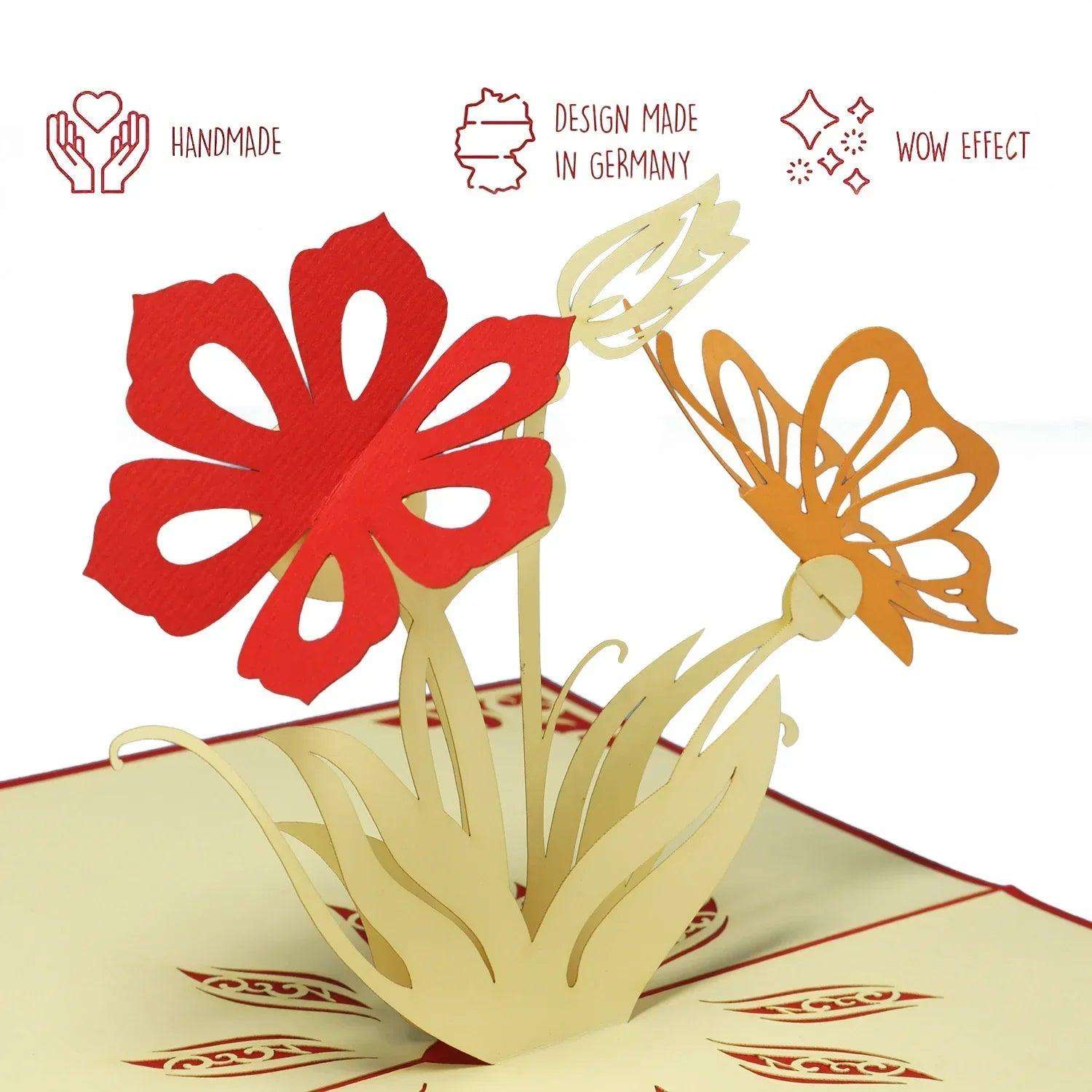 Pop Up Karte 3D Lilien Blumenstrauß – Grußkarte Geburtstag & Muttertag - LINPopUp