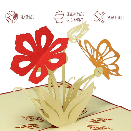 Pop Up Karte 3D Lilien Blumenstrauß – Grußkarte Geburtstag & Muttertag - LINPopUp