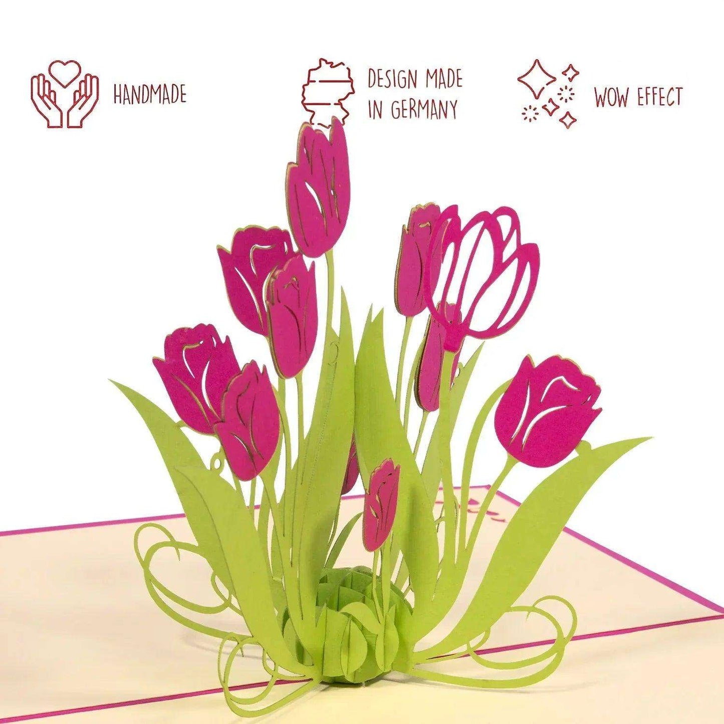 Pop Up Karte 3D Tulpen Rosa – Grußkarte Geburtstag & Muttertag - LINPopUp