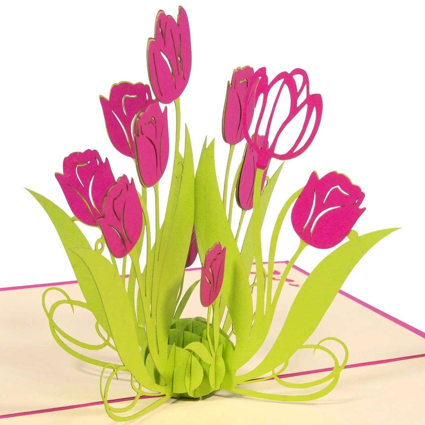 Pop Up Karte 3D Tulpen Rosa – Grußkarte Geburtstag & Muttertag - LINPopUp