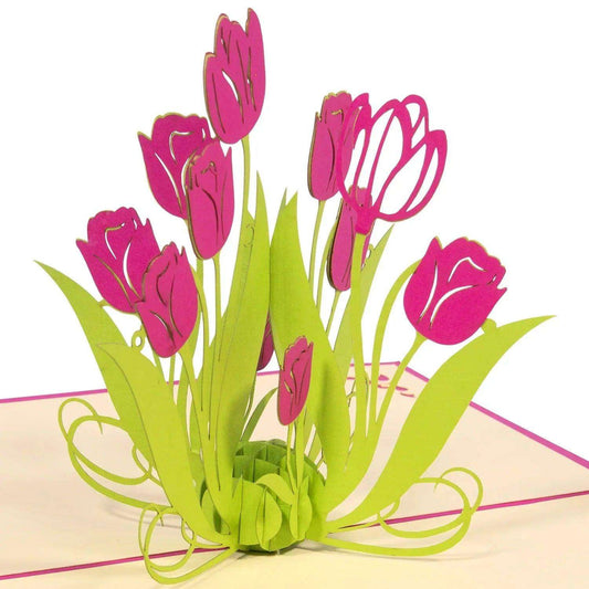 Pop Up Karte 3D Tulpen Rosa – Grußkarte Geburtstag & Muttertag LINPopUp 17666-N389