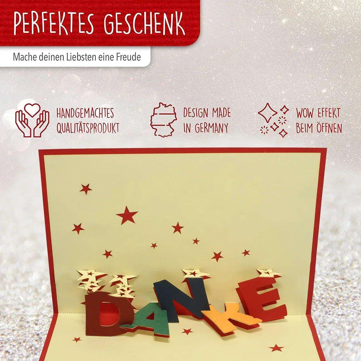 3D Pop-Up Karte Danke mit Sternen, N30 LINPopUp N30