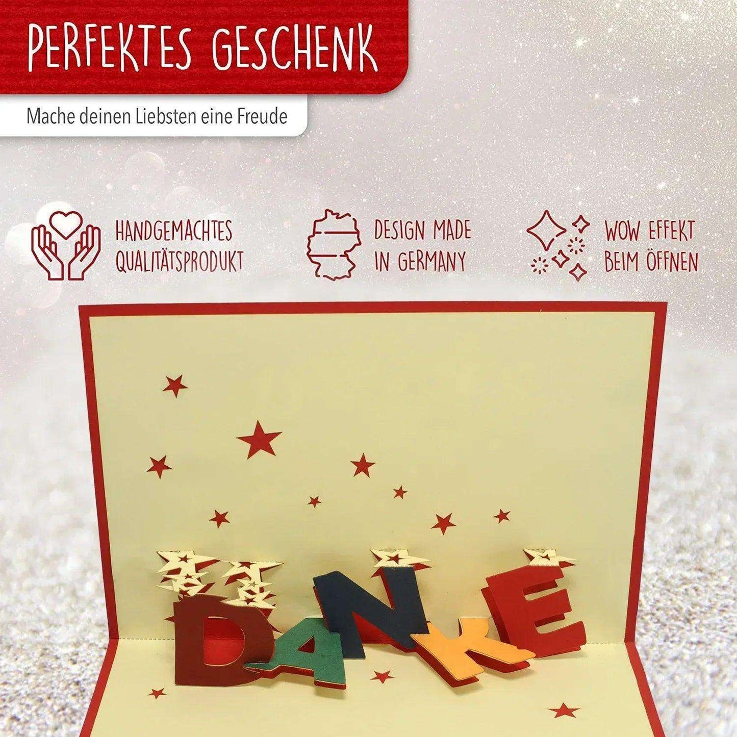 3D Pop-Up Karte Danke mit Sternen, N30 - LINPopUp