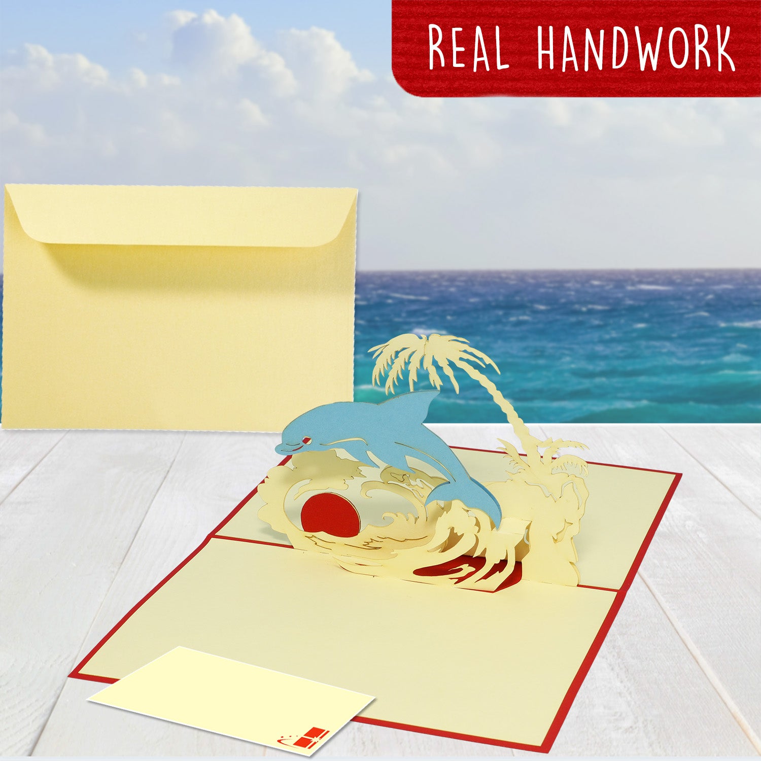 3D Pop-Up Karte Urlaub & Entspannung, Delfin, N139