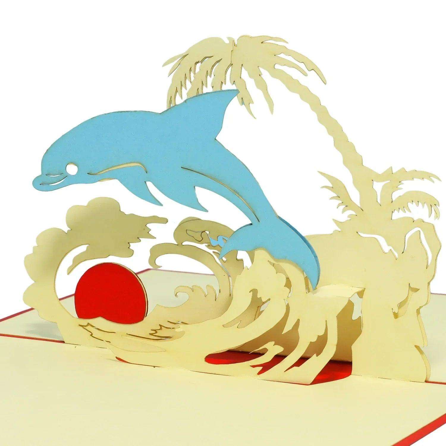 3D Pop-Up Karte Urlaub & Entspannung, Delfin, N139 - LINPopUp