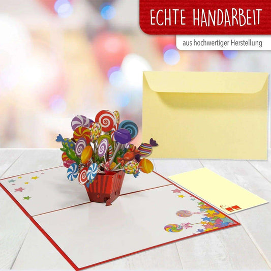 3D Pop-Up Karte Einschulung Lollies, N46 - LINPopUp