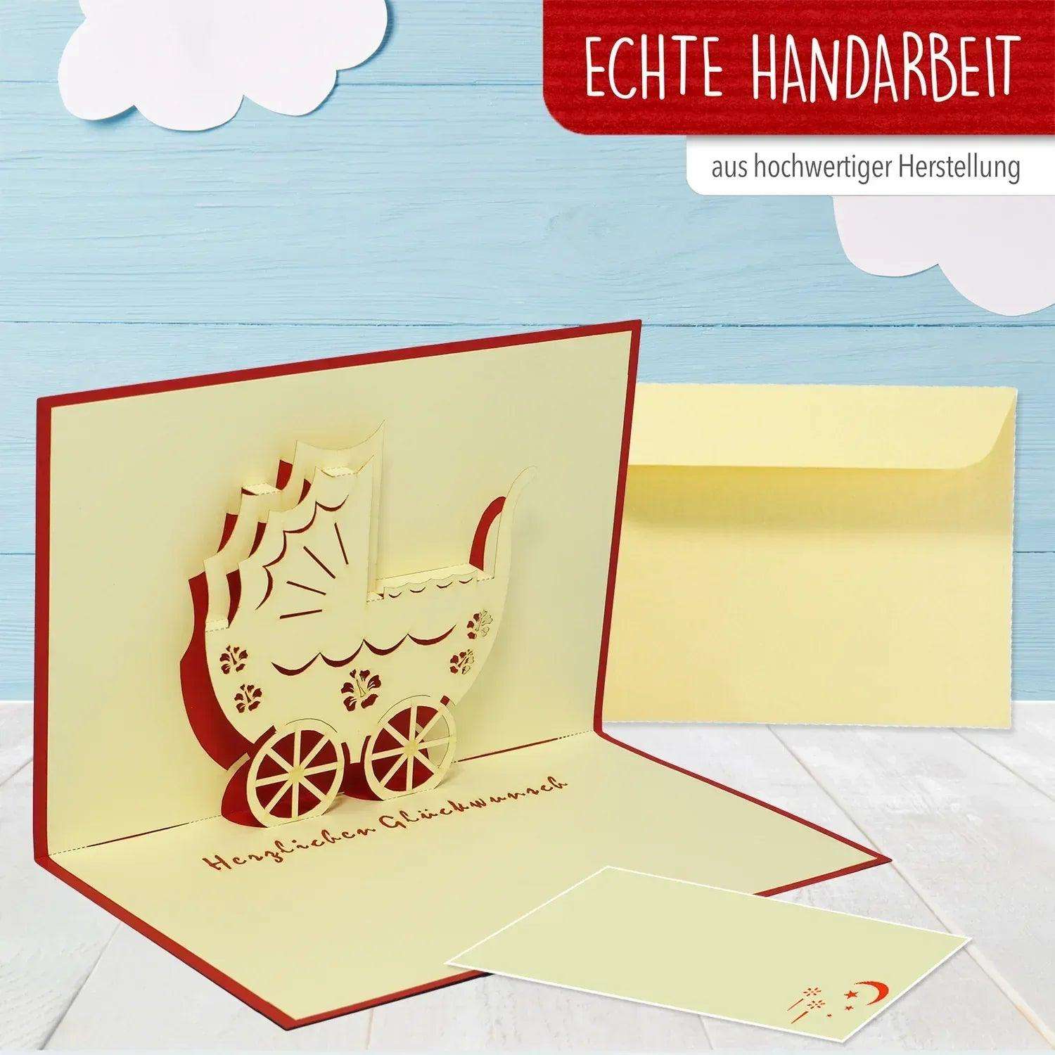 3D Pop-Up Karte Geburt - Geburtskarte, Einladungskarten Taufe, Willkommensfeier, Babyparty, N93 LINPopUp N93
