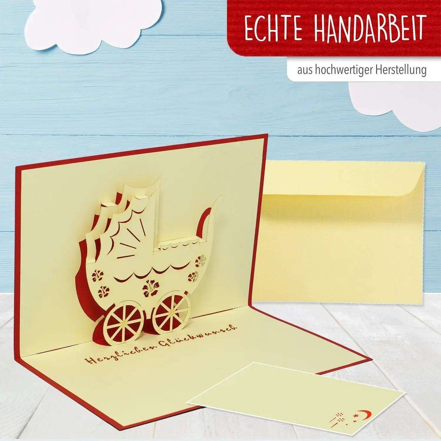 3D Pop-Up Karte Geburt - Geburtskarte, Einladungskarten Taufe, Willkommensfeier, Babyparty, N93 - LINPopUp