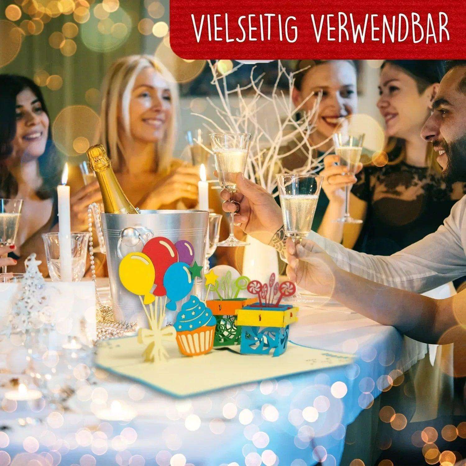 3D Pop-Up Karte Geburtstag Luftballons, N37 - LINPopUp