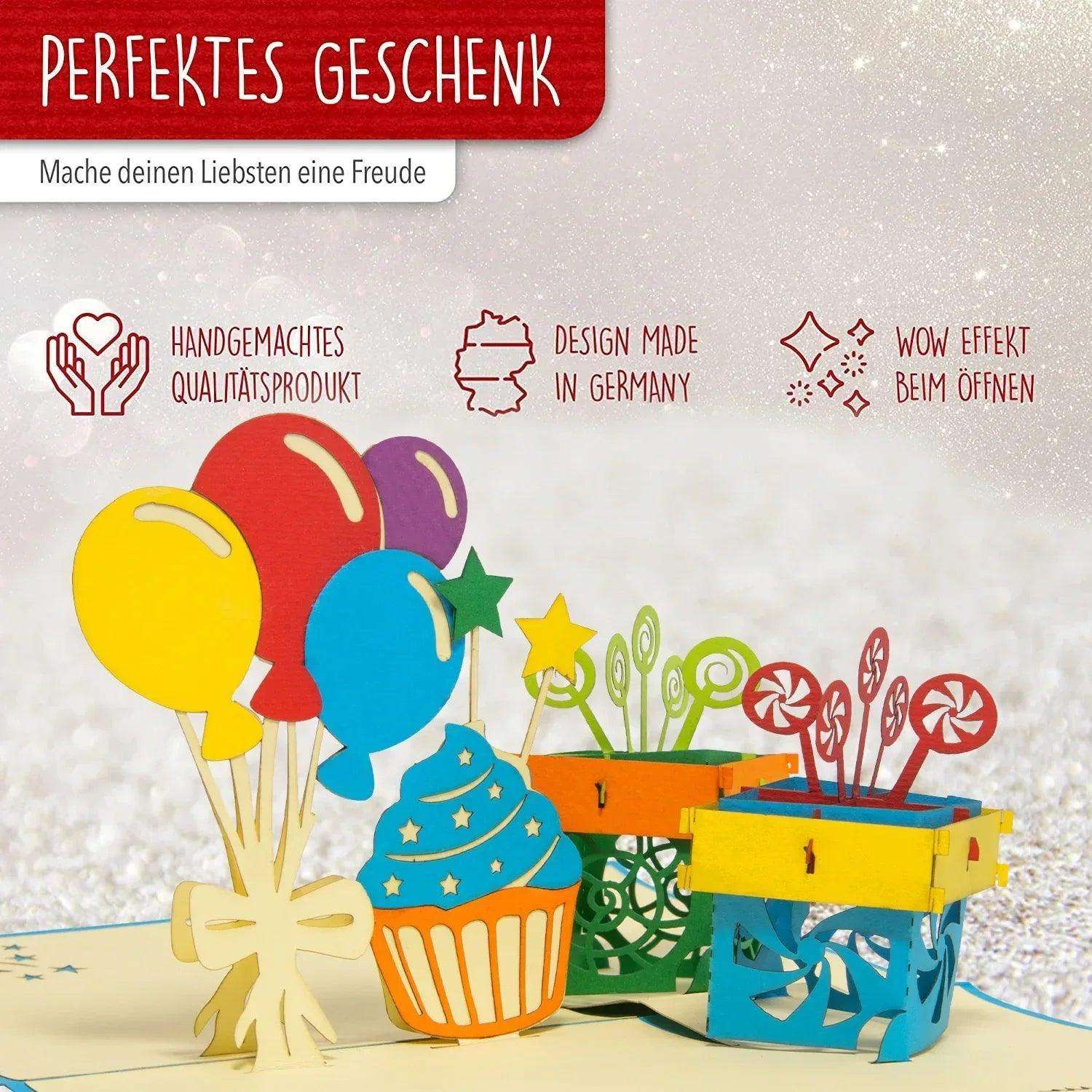 3D Pop-Up Karte Geburtstag Luftballons, N37 - LINPopUp