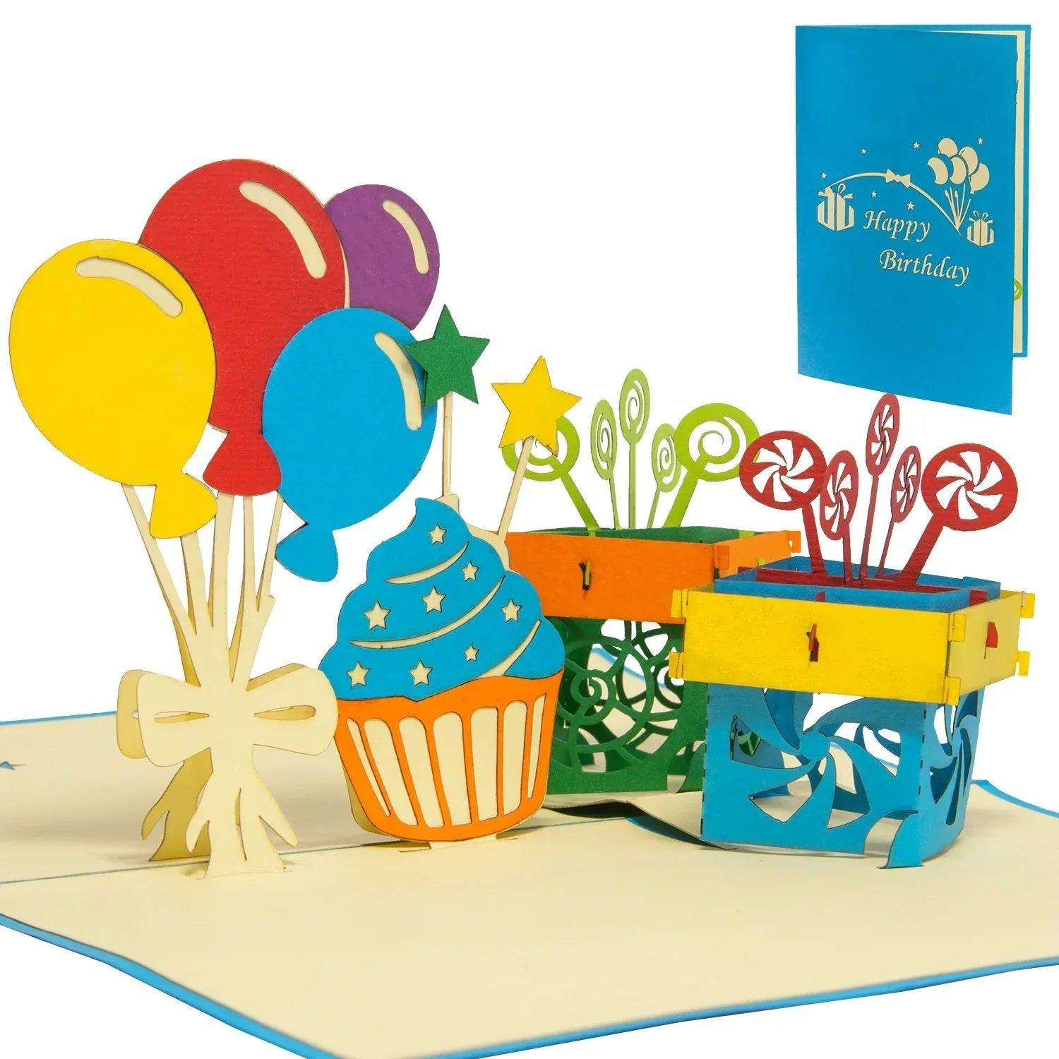 3D Pop-Up Karte Geburtstag Luftballons, N37 - LINPopUp
