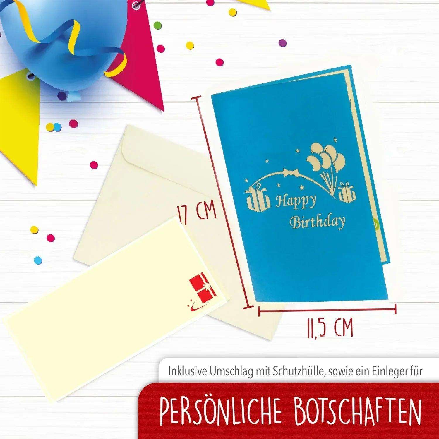 3D Pop-Up Karte Geburtstag Luftballons, N37 - LINPopUp