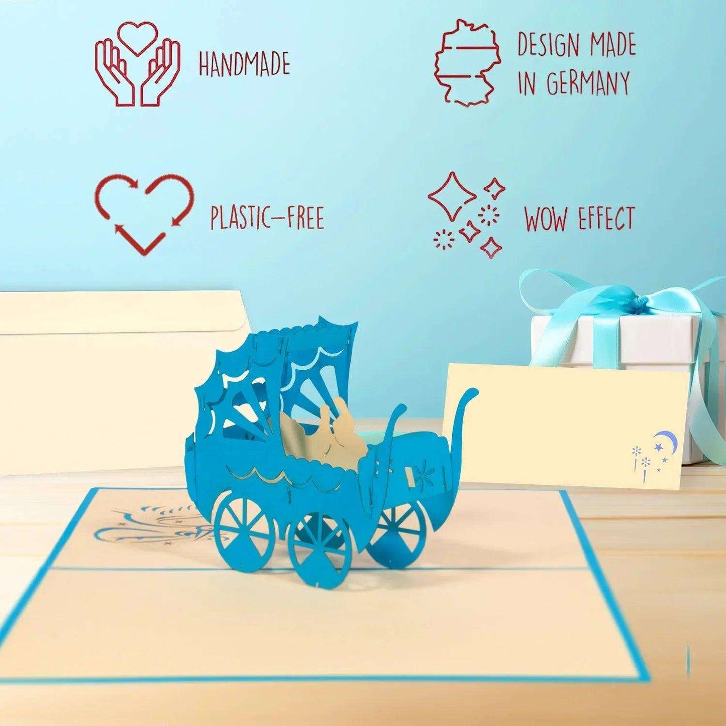 3D Pop-Up Karte Geburt - Geburtskarte, Einladungskarten Taufe, Willkommensfeier, Babyparty, N89 - LINPopUp