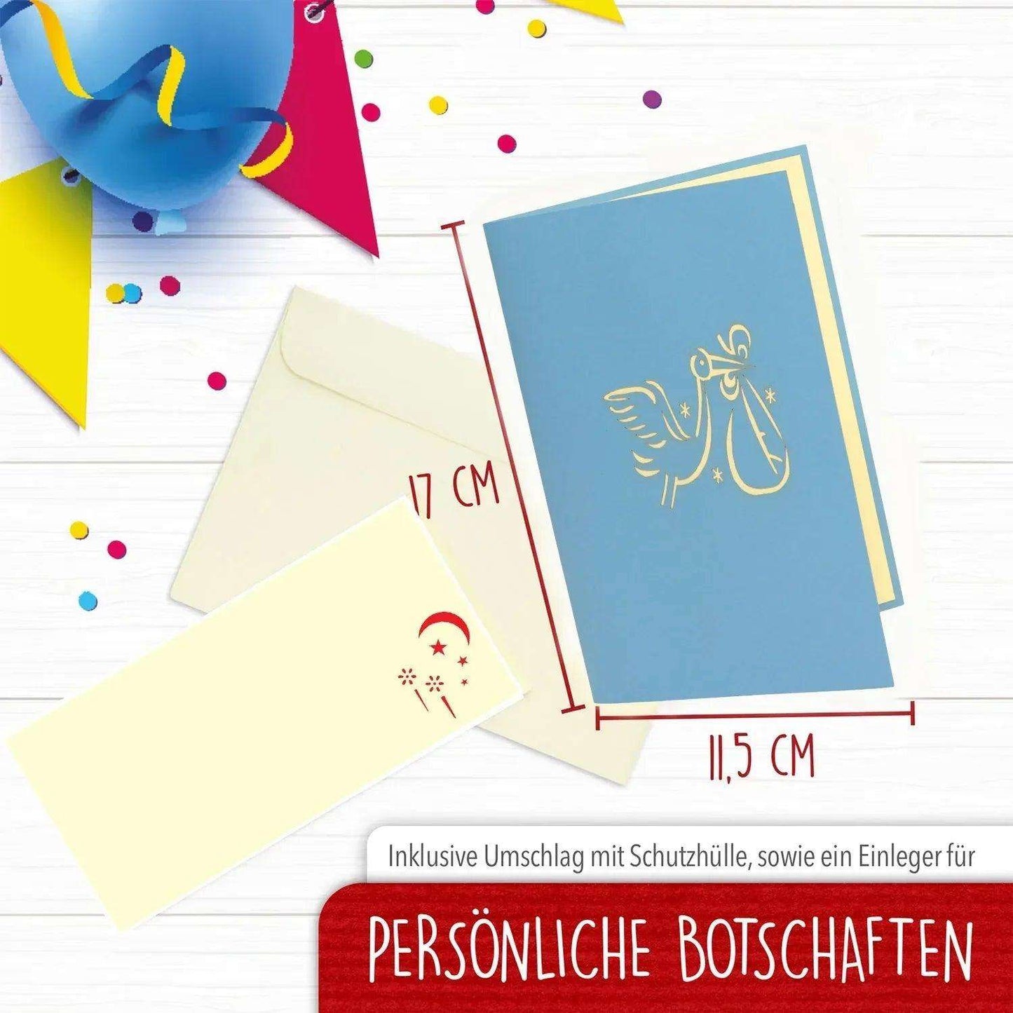 3D Pop-Up Karte Geburt - Geburtskarte, Einladungskarten Taufe, Willkommensfeier, Babyparty, N92 - LINPopUp