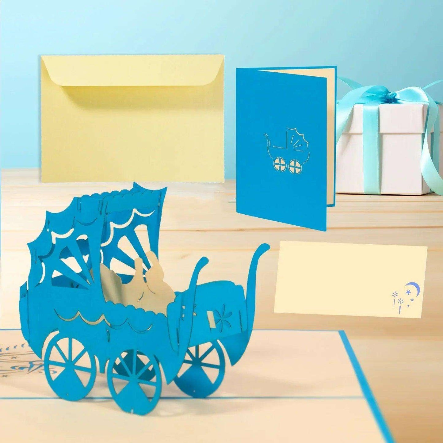 3D Pop-Up Karte Geburt - Geburtskarte, Einladungskarten Taufe, Willkommensfeier, Babyparty, N89 - LINPopUp