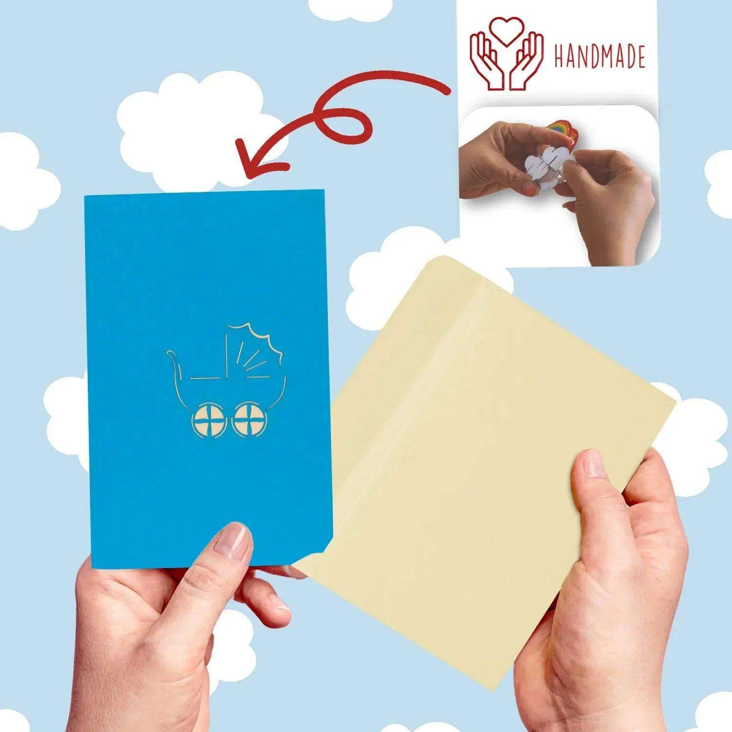 3D Pop-Up Karte Geburt - Geburtskarte, Einladungskarten Taufe, Willkommensfeier, Babyparty, N89 - LINPopUp