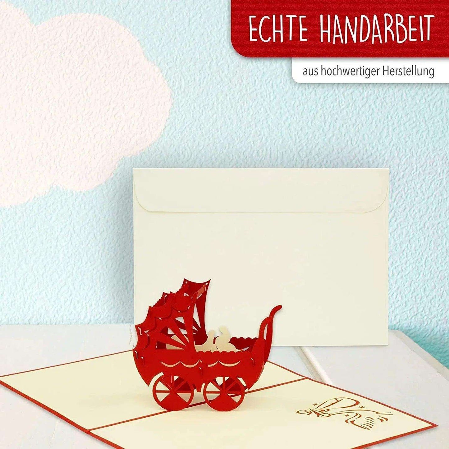 3D Pop-Up Karte Geburt - Geburtskarte, Einladungskarten Taufe, Willkommensfeier, Babyparty, N91 - LINPopUp