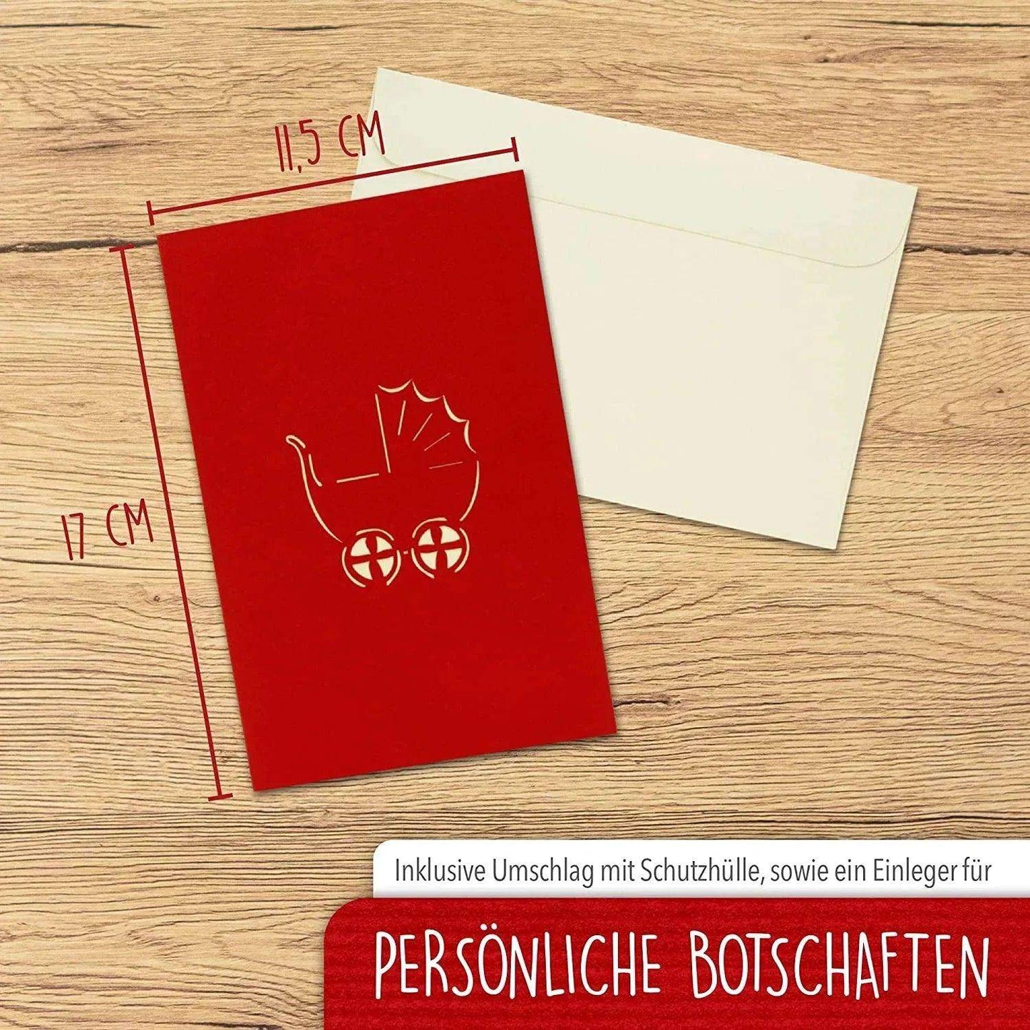 3D Pop-Up Karte Geburt - Geburtskarte, Einladungskarten Taufe, Willkommensfeier, Babyparty, N91 - LINPopUp