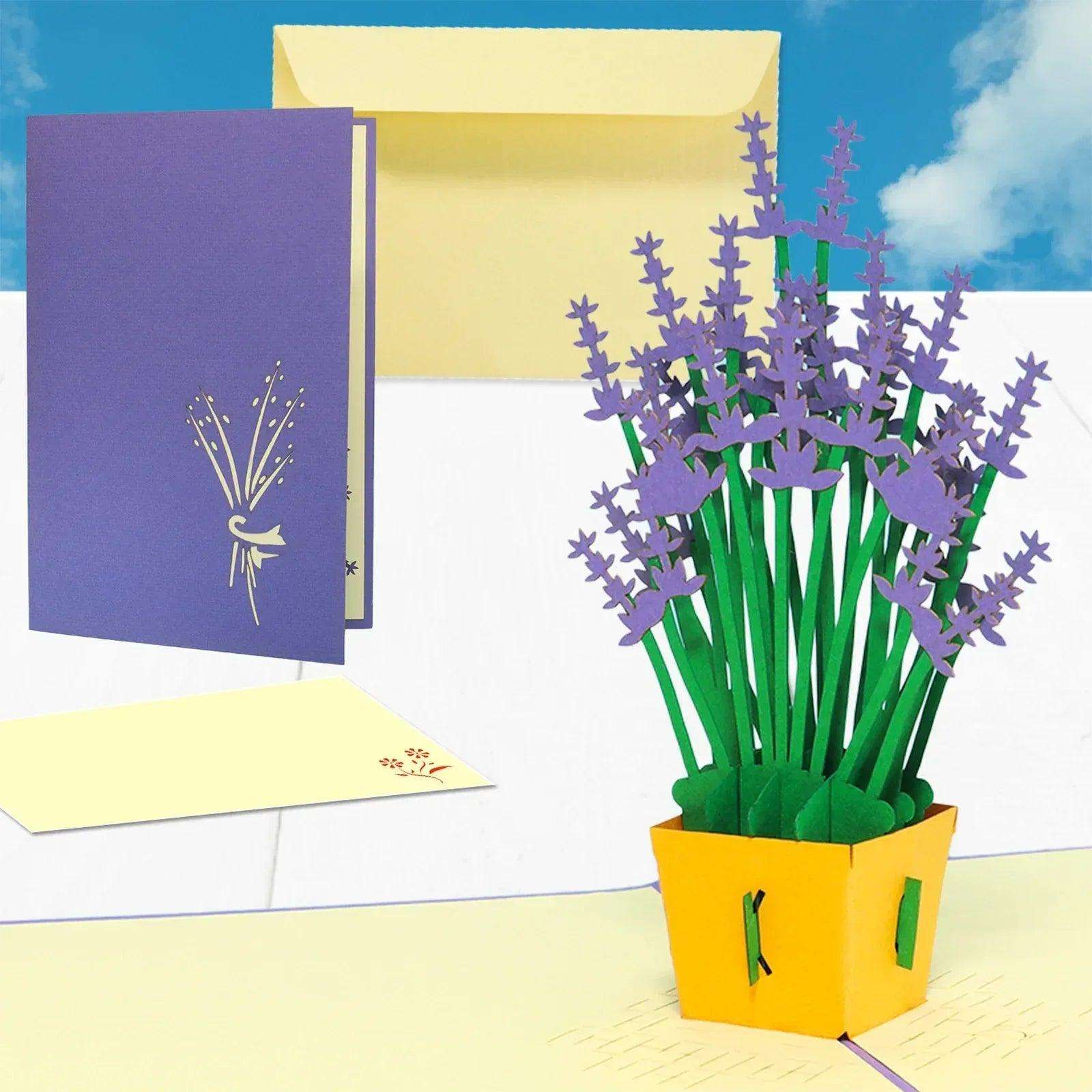 3D Pop-Up Karte Lavendel Blumen, N51 - LINPopUp