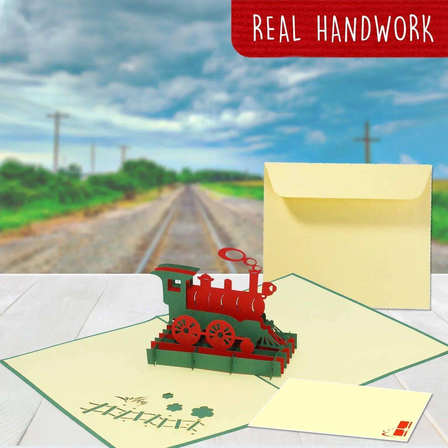 3D Pop-Up Karte Lokomotive & Eisenbahn, N152 - LINPopUp