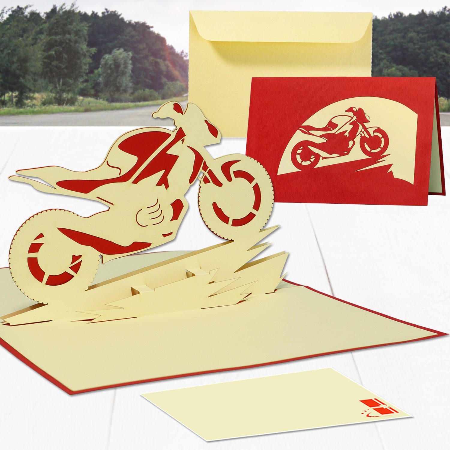 3D Pop-Up Karte Motorrad - Grußkarte für Biker & Motorradfans, N157