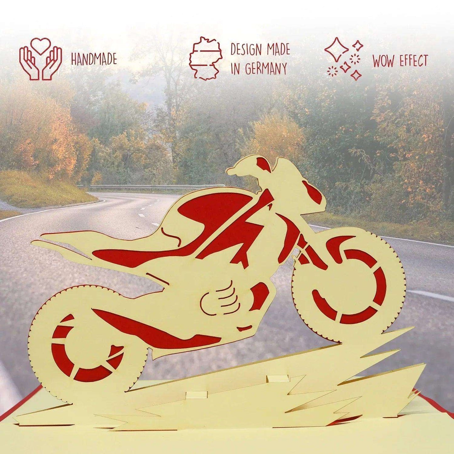 3D Pop-Up Karte Motorrad - Grußkarte für Biker & Motorradfans, N157 - LINPopUp