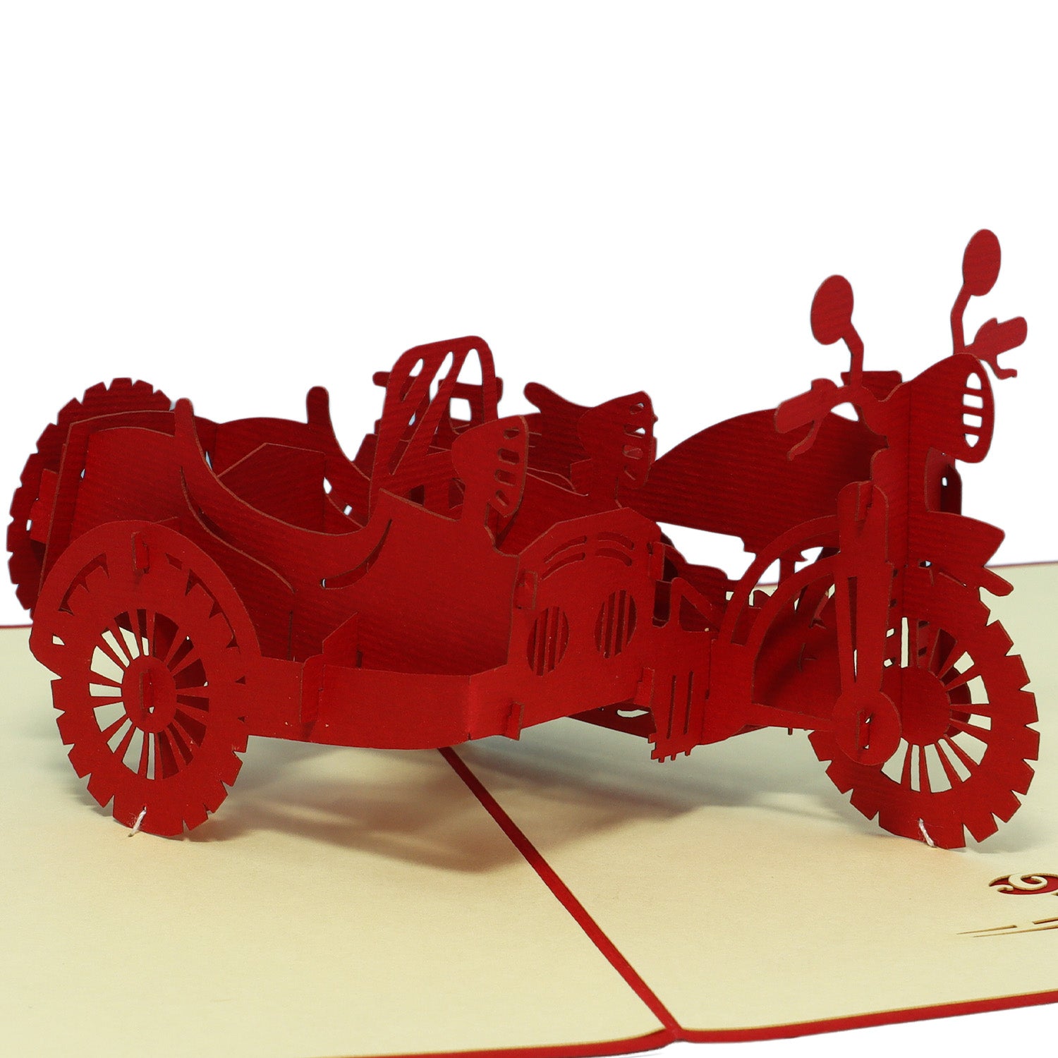 3D Pop-Up Karte Motorrad - Grußkarte für Biker & Motorradfans, Motorrad Beiwagen, N159