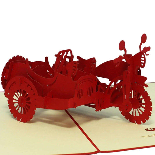 3D Pop-Up Karte Motorrad - Grußkarte für Biker & Motorradfans, Motorrad Beiwagen, N159 LINPopUp N159