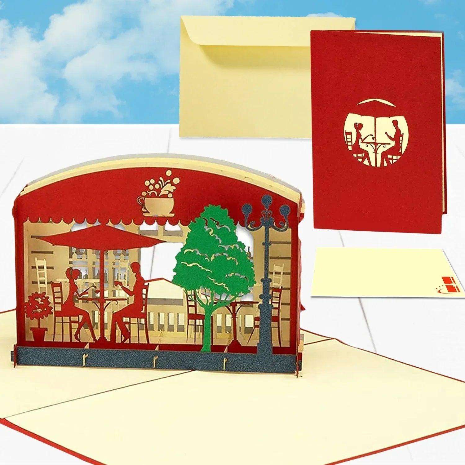 3D Pop-Up Karte Restaurant - Gutscheinkarte für Restaurantbesuch & Essen, N349 - LINPopUp