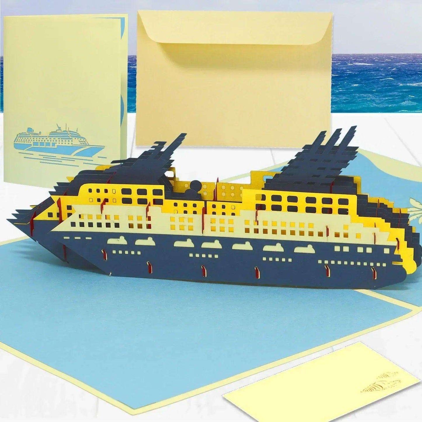 Pop-Up 3D Karte Schiff - Grußkarte mit Boot, Kreuzfahrt, N315 - LINPopUp