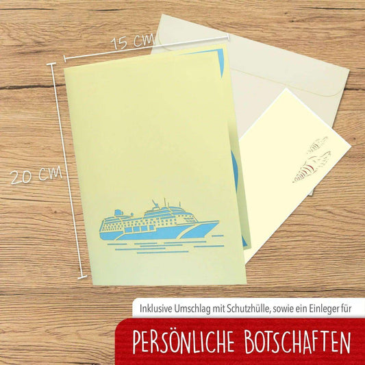 Pop-Up 3D Karte Schiff - Grußkarte mit Boot, Kreuzfahrt, N315 - LINPopUp