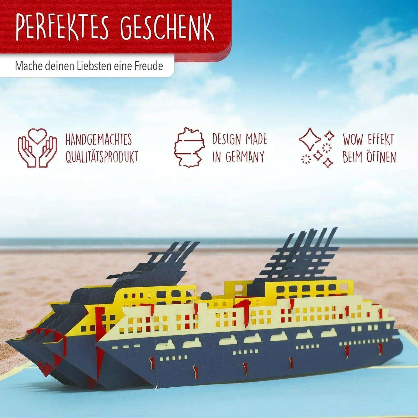 Pop-Up 3D Karte Schiff - Grußkarte mit Boot, Kreuzfahrt, N315 - LINPopUp