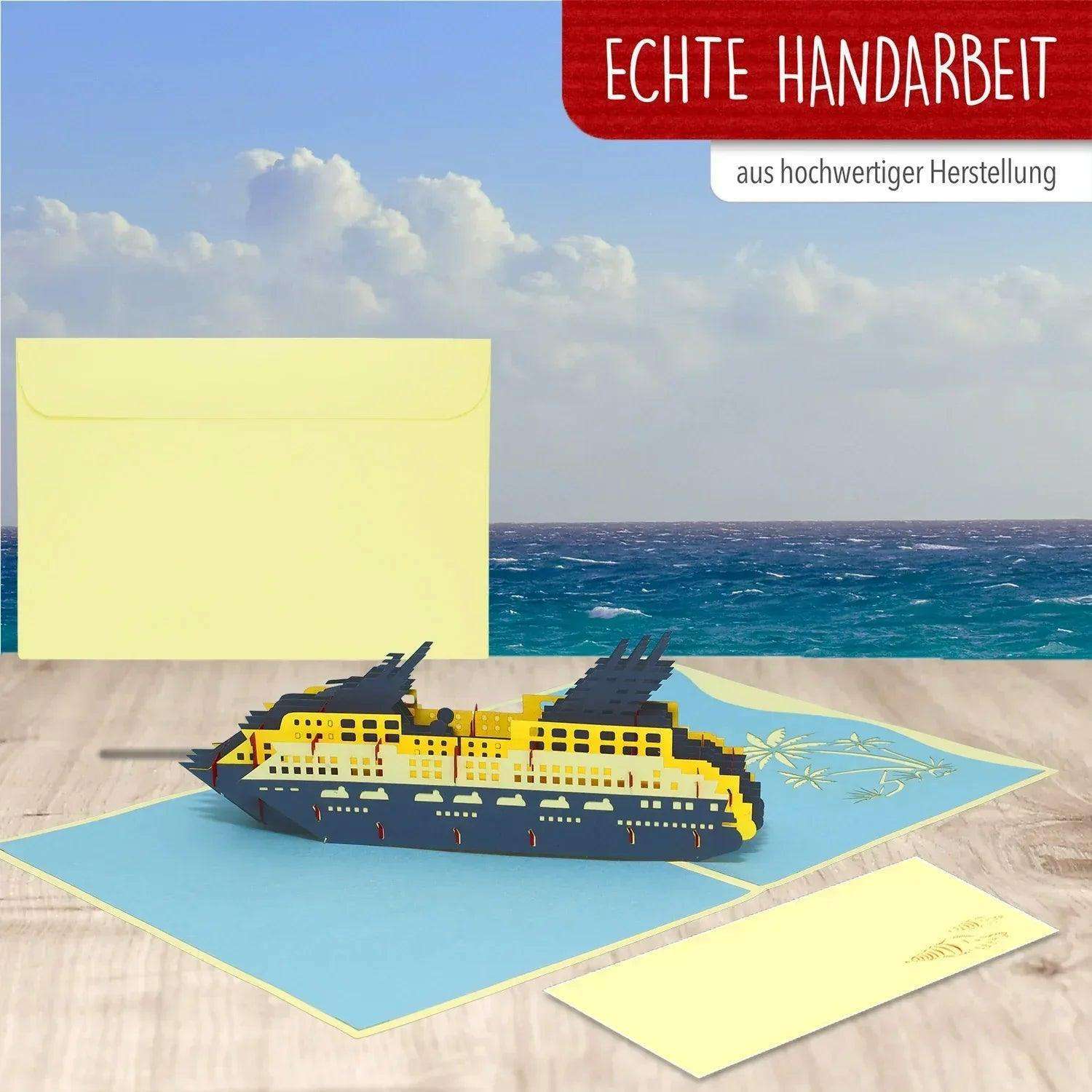 Pop-Up 3D Karte Schiff - Grußkarte mit Boot, Kreuzfahrt, N315 - LINPopUp