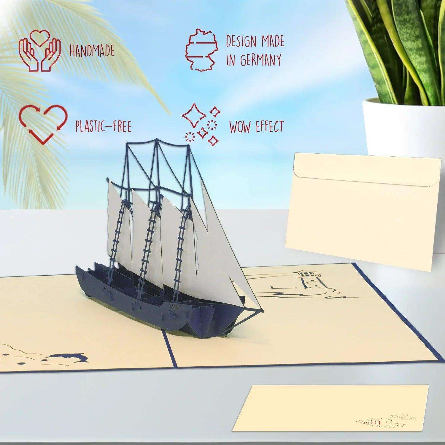 Pop-Up 3D Karte Schiff - Grußkarte mit Boot, Segelschiff, N117 LINPopUp N117