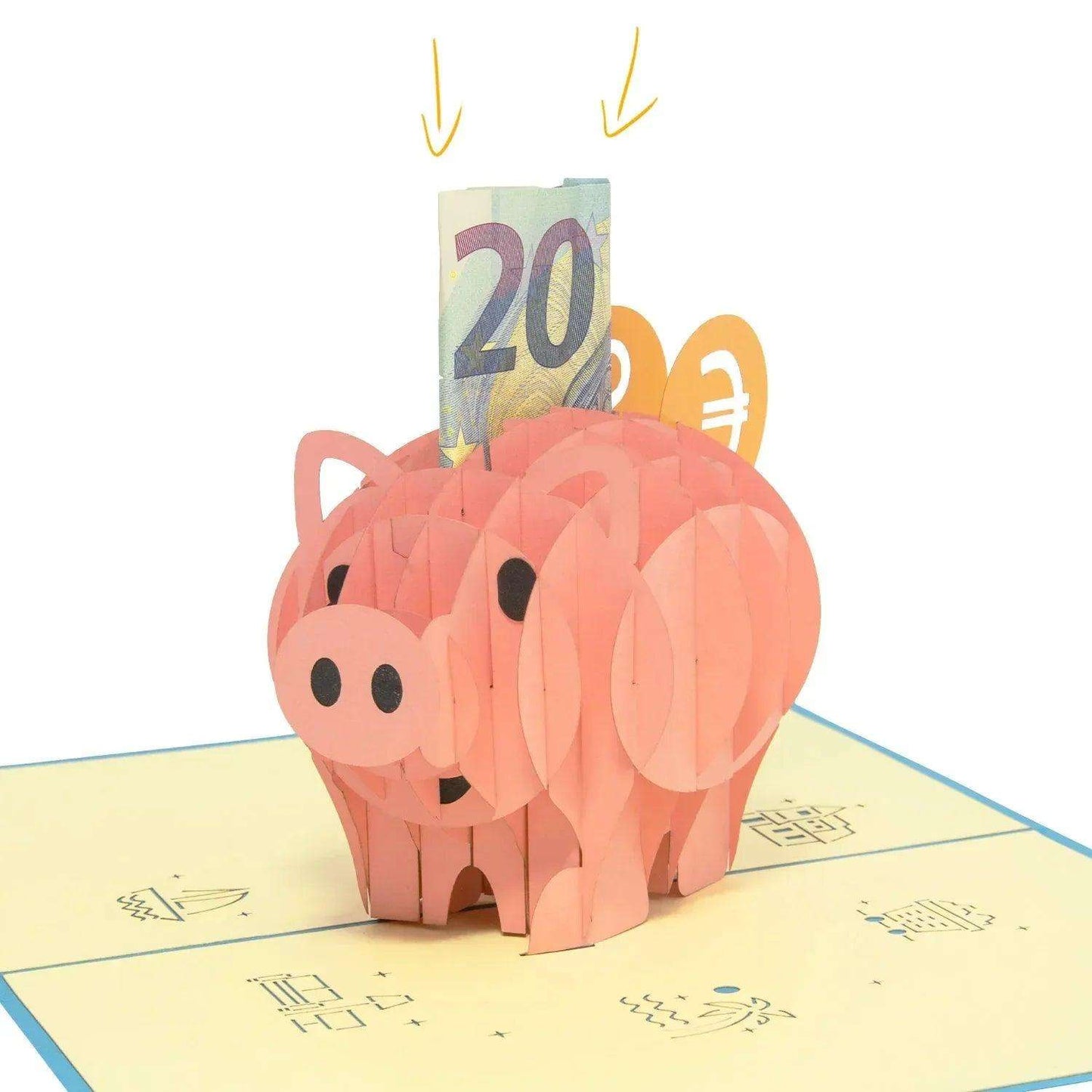 3D Pop-Up Karte Sparschwein Gutschein, N41 - LINPopUp