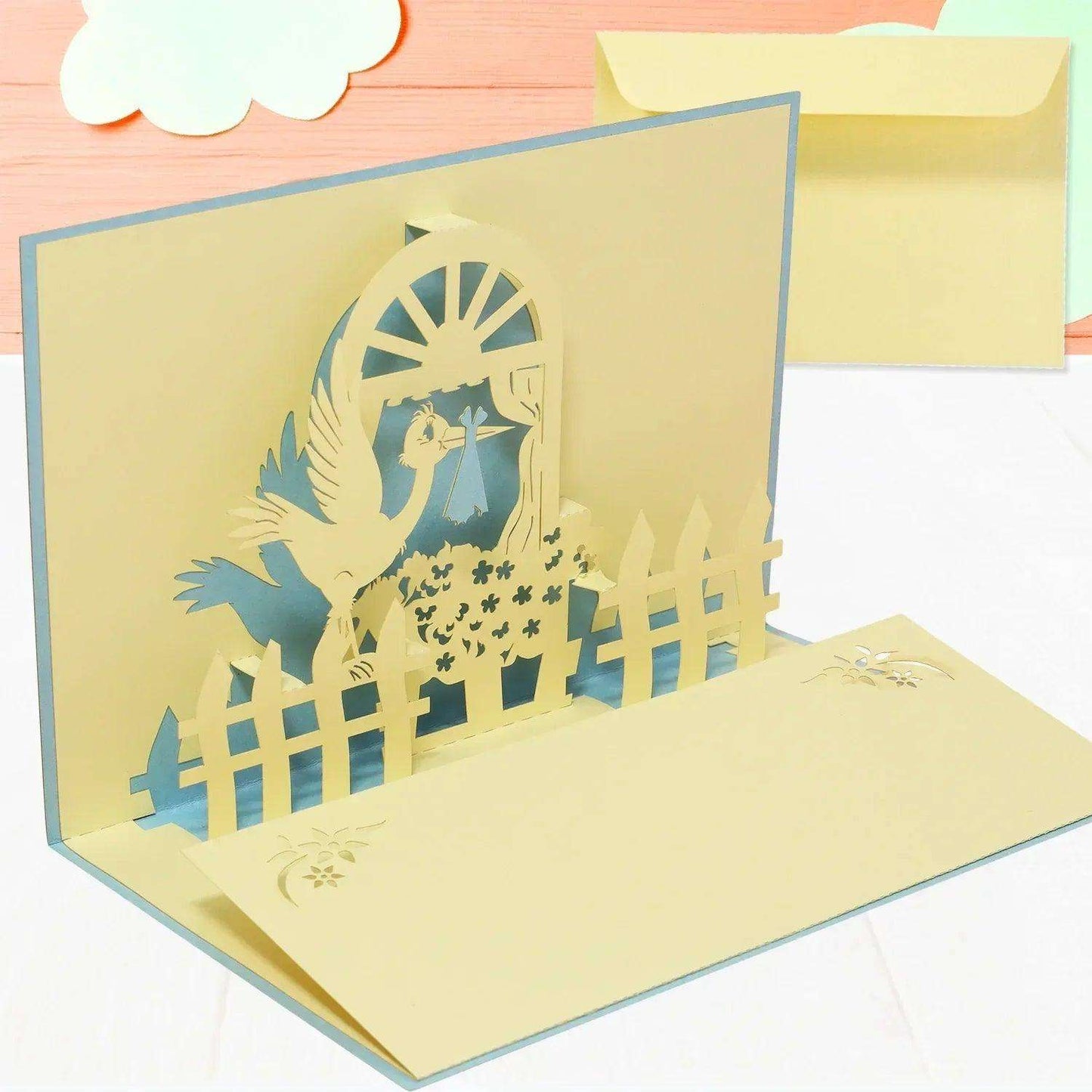 3D Pop-Up Karte Geburt - Geburtskarte, Einladungskarten Taufe, Willkommensfeier, Babyparty, N101 - LINPopUp