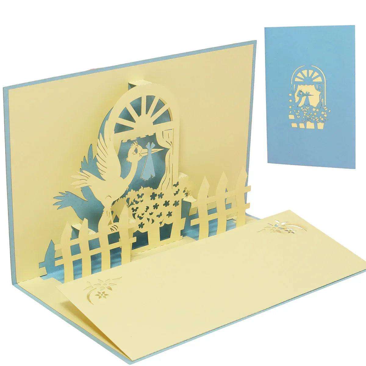 3D Pop-Up Karte Geburt - Geburtskarte, Einladungskarten Taufe, Willkommensfeier, Babyparty, N101 - LINPopUp