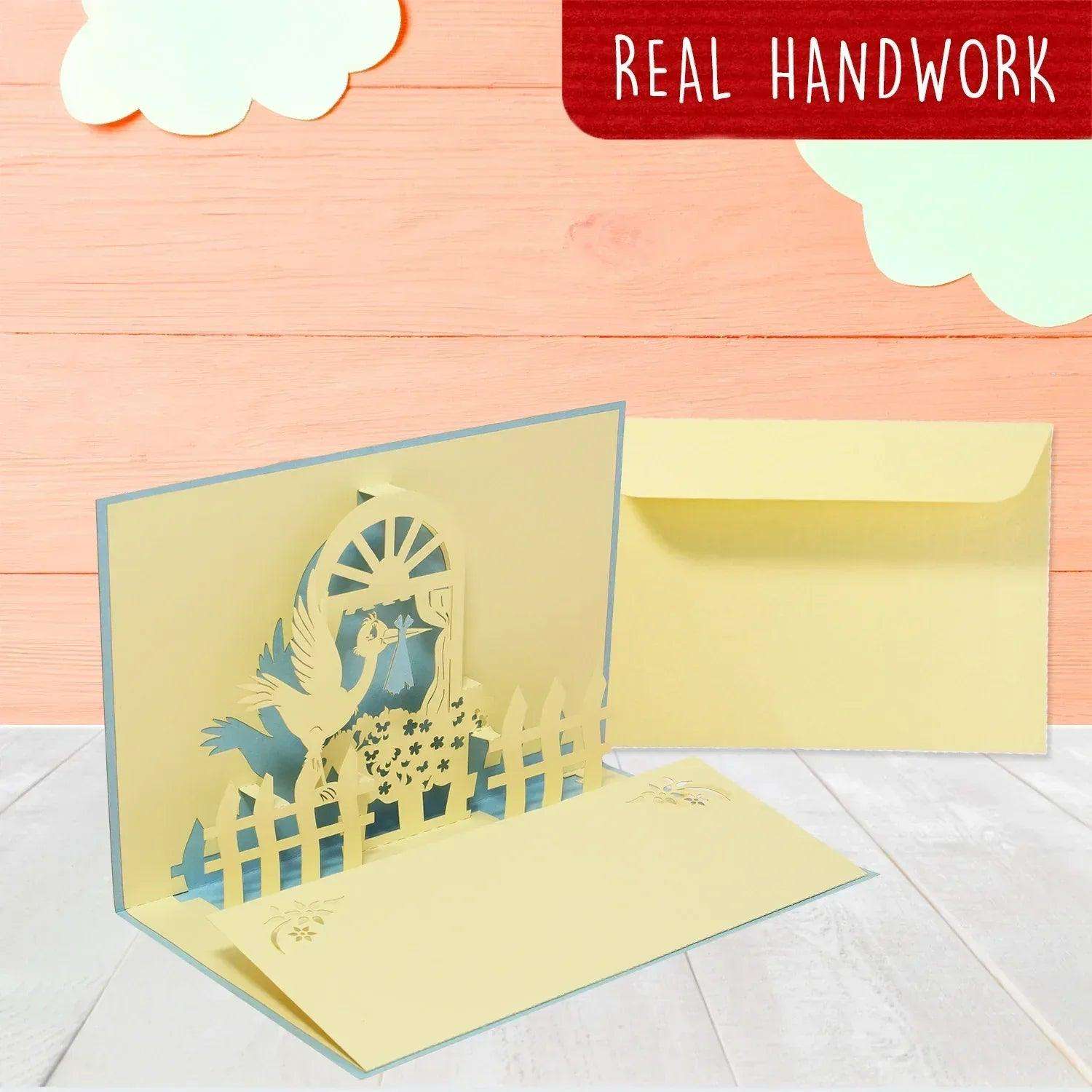 3D Pop-Up Karte Geburt - Geburtskarte, Einladungskarten Taufe, Willkommensfeier, Babyparty, N101 LINPopUp N101