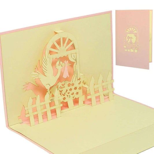 3D Pop-Up Karte Geburt - Geburtskarte, Einladungskarten Taufe, Willkommensfeier, Babyparty, N100 - LINPopUp
