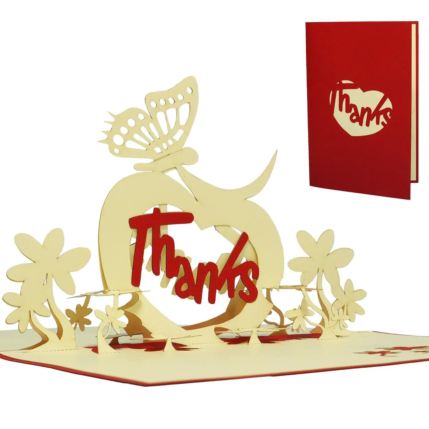 3D Pop-Up Karte Thanks mit Herz, N32 - LINPopUp
