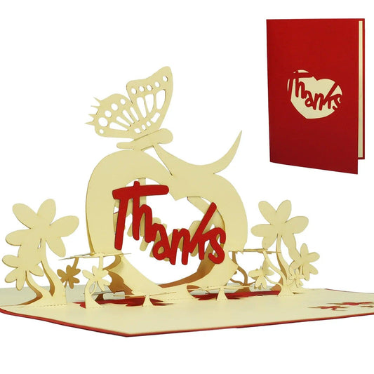 3D Pop-Up Karte Thanks mit Herz, N32 - LINPopUp
