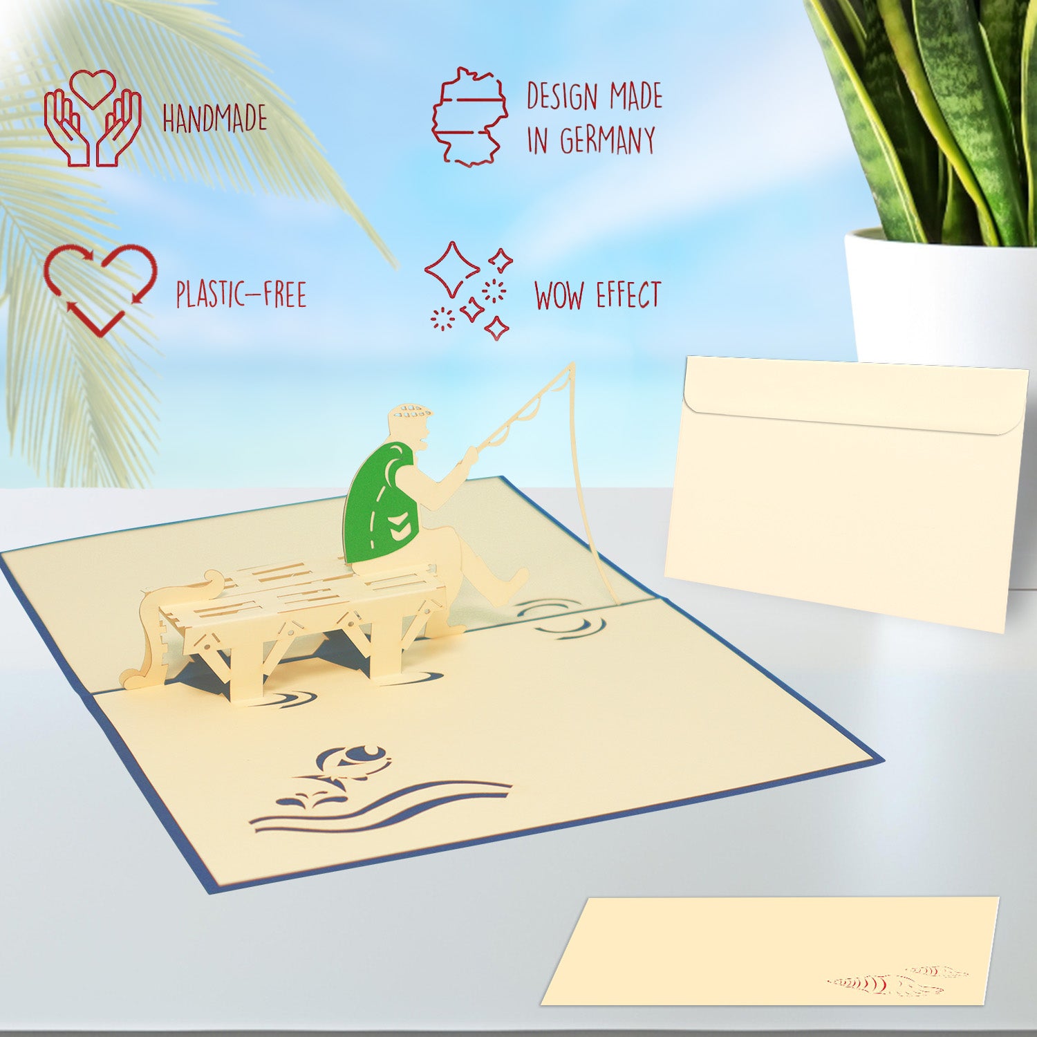 3D Pop-Up Karte Urlaub & Entspannung, Angeln, N105