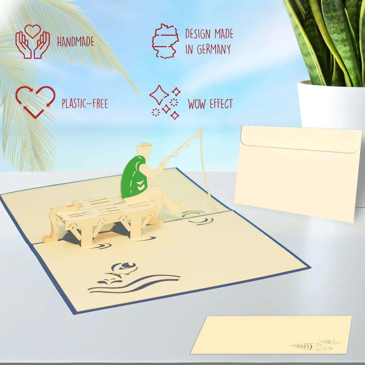 3D Pop-Up Karte Urlaub & Entspannung, Angeln, N105 - LINPopUp