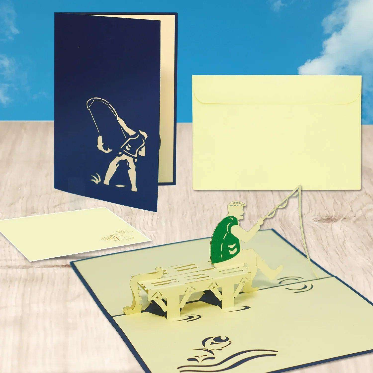 3D Pop-Up Karte Urlaub & Entspannung, Angeln, N105 - LINPopUp