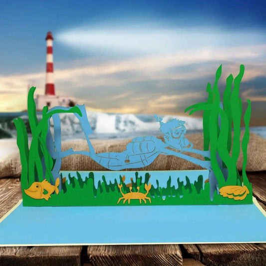 3D Pop-Up Karte Urlaub & Entspannung, Schnorcheln, Tauchen, N107 - LINPopUp