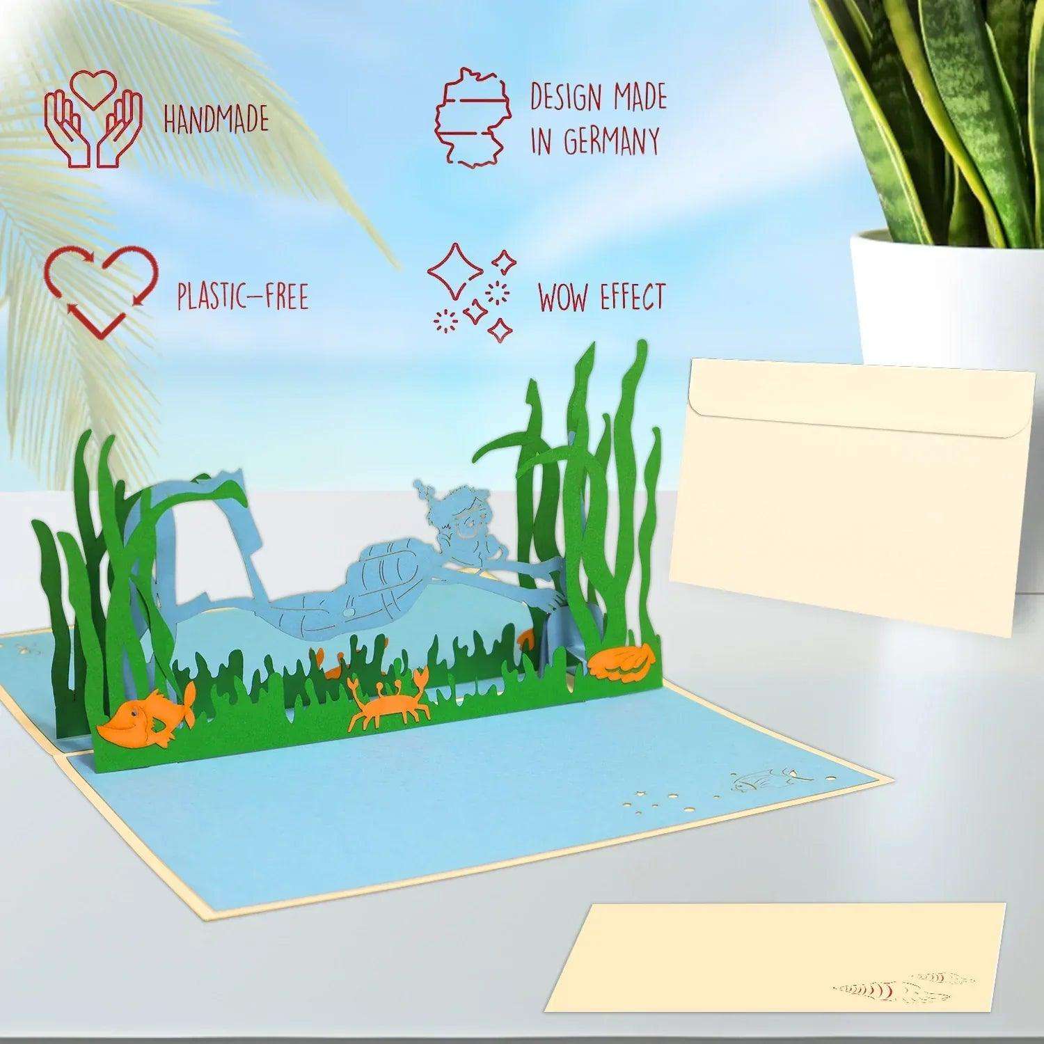 3D Pop-Up Karte Urlaub & Entspannung, Schnorcheln, Tauchen, N107 LINPopUp N107